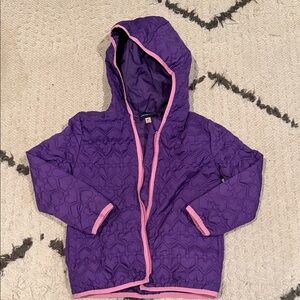 Andy & Evan Purple Quilted Pea Coat with Pink Trim